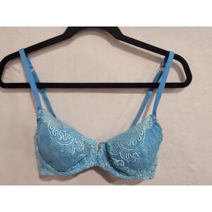 Victoria's Secret Very Sexy Bra 34D Aqua Blue Lace Push Up Without Padding Boho